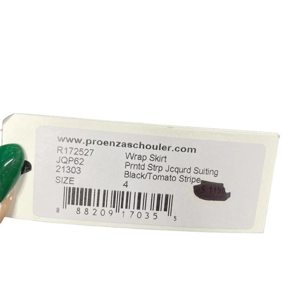 Proenza Schouler Striped Jacquard Suiting‎ Wrap Skirt Black Red Size 4 - Picture 11 of 13